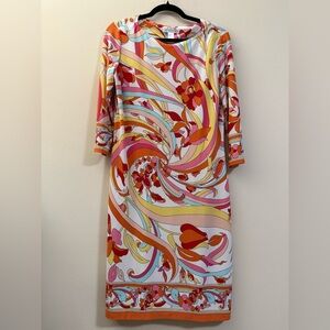 London Times Colorful Swirl‎ Pattern Floral Knee Length Dress - 10